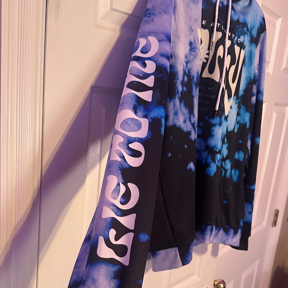 Blue and Black Tie-Dye Hoodie - Picture 3 of 3